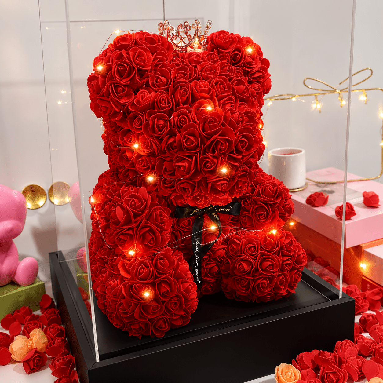 Artificial Rose Teddy Bear Gift for Mother's Day, Birthdays & Anniversaries - Web Luxes