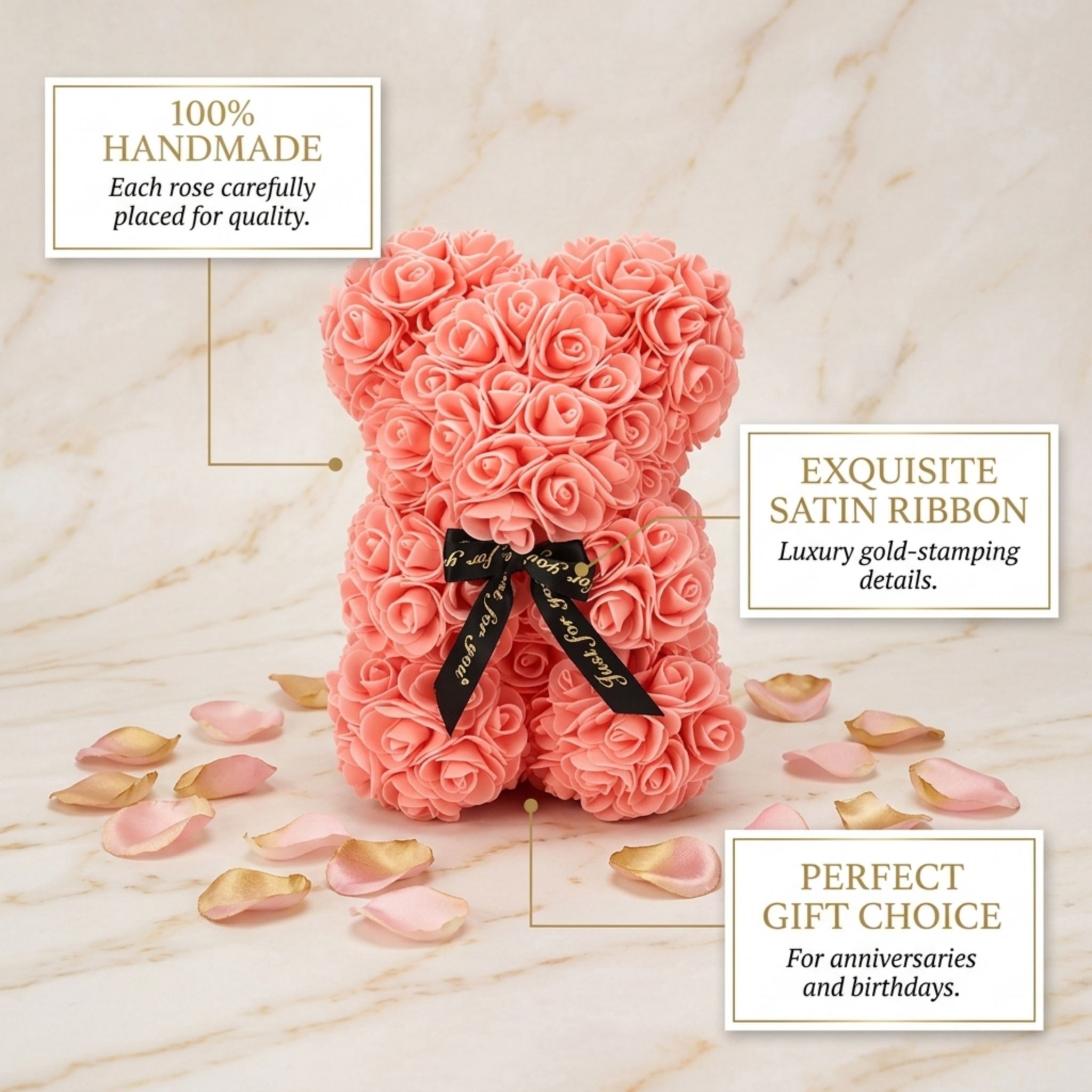 Artificial Rose Teddy Bear Gift for Mother's Day, Birthdays & Anniversaries - Web Luxes