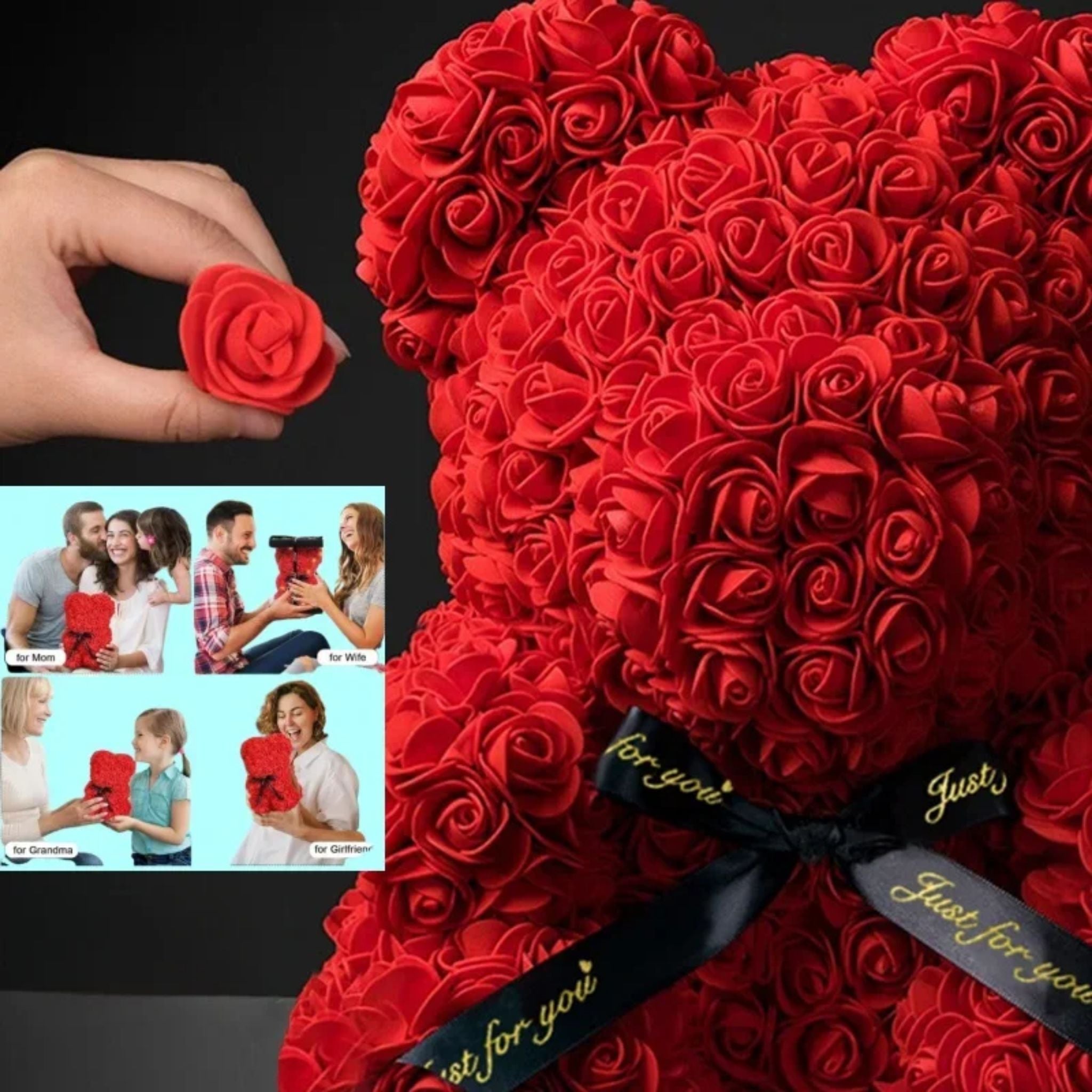 Artificial Rose Teddy Bear Gift for Mother's Day, Birthdays & Anniversaries - Web Luxes