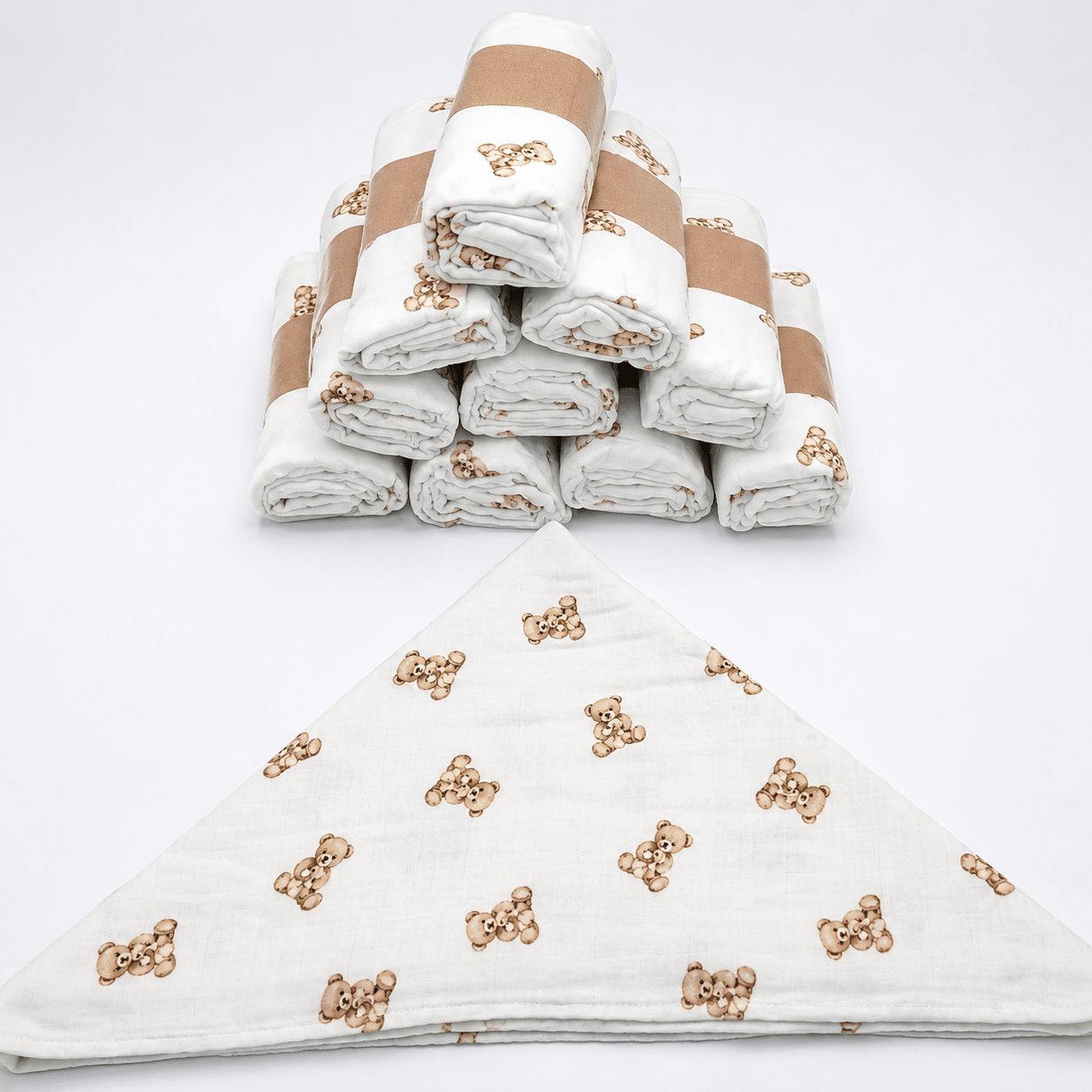 Baby Muslin Swaddle Blanket 47" x 47" Soft Breathable Receiving Blanket for Newborn Boys & Girls, Bear Print - WebLuxes Store