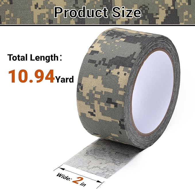 Camo Duct Tape 2 Inch x 10.9 Yard Heavy Duty Camouflage Wrap Tape for Hunting, Camping, Outdoor Gear, Golf Grip & Equipment Repair - Web Luxes