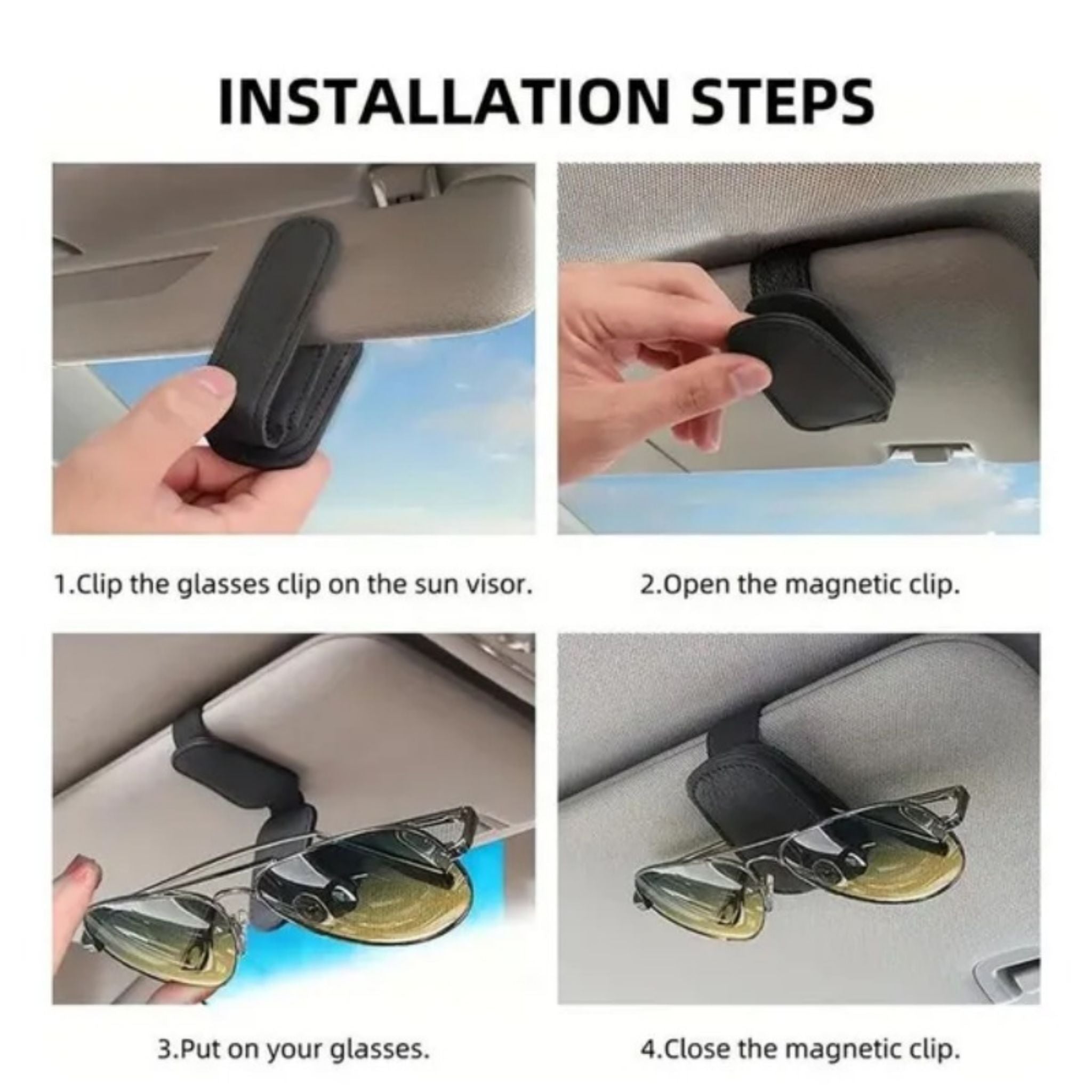 Car Sun Visor Sunglasses Holder Clip with Card & Ticket Storage - Web Luxes