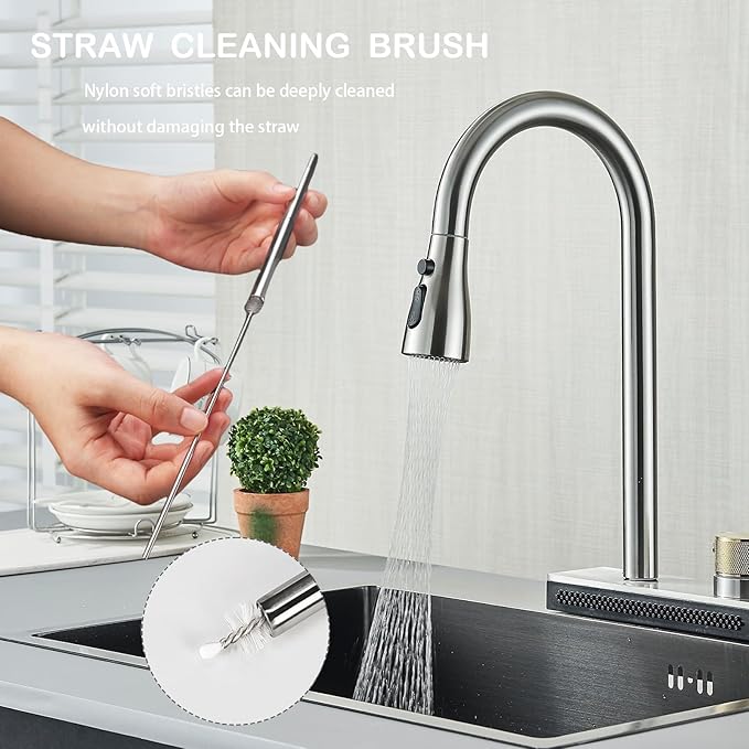 Collapsible Stainless Steel Drinking Straws Set with Aluminum Carrying Case, Cleaning Brush & Keychain – Reusable Portable Metal Straw Kit (Black & Silver) - Web Luxes