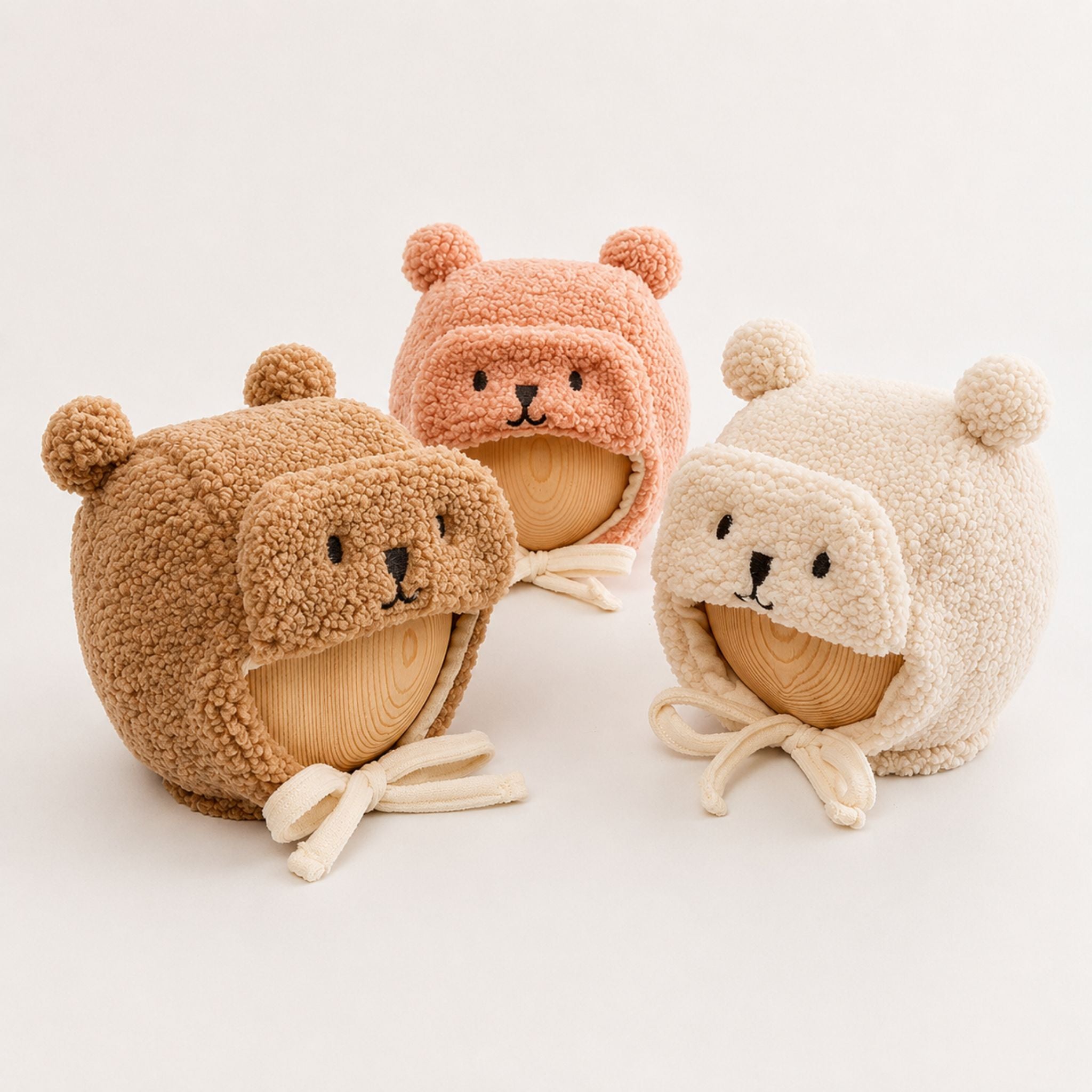 Cute Bear Baby Winter Hat with Earflaps Warm Fleece Toddler Beanie Cap - Web Luxes
