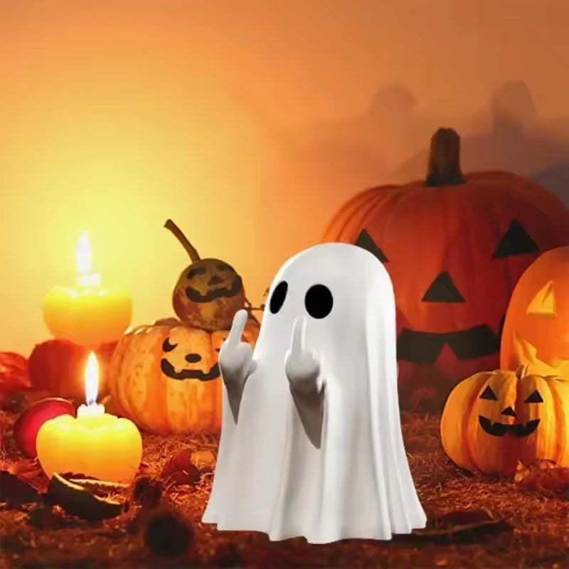 Cute Ghost Resin Statue Funny Halloween Shelf Decor