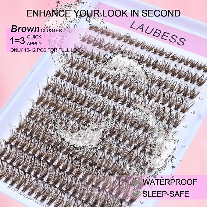 Dark Brown Wispy Lash Clusters – Soft Individual Cluster Eyelash Extensions, Lightweight DIY Lash Extensions for Natural Volume & Everyday Wear - WebLuxes Store