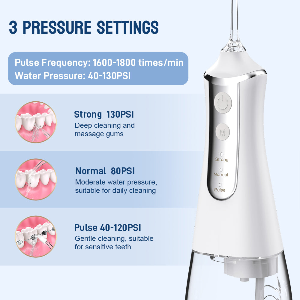 Dental Water Flosser 5 Nozzles 3 Modes USB Rechargeable