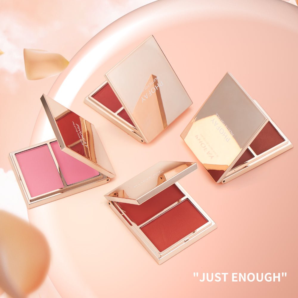 Double-Take Cream and Powder Blush Duo Compact for Long-Wearing, Seamless & Radiant Makeup - WebLuxes Store