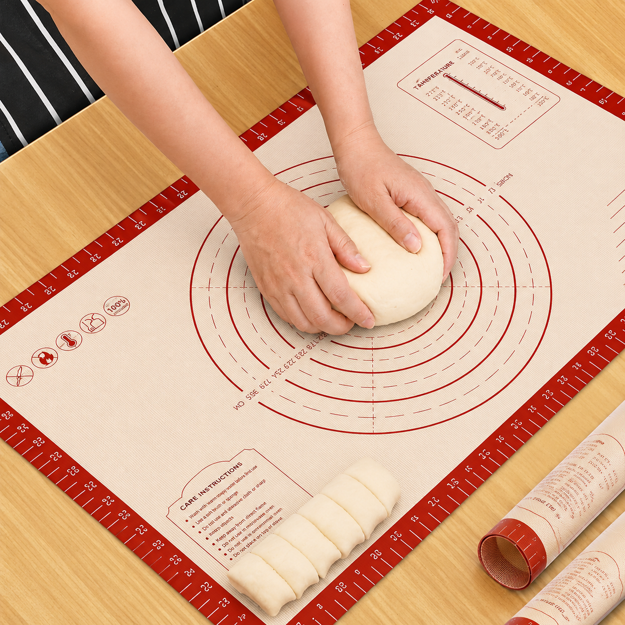 Extra Large Silicone Baking Mat with Measurements - Non-Stick Pastry Rolling Mat for Dough, Pizza, Bread & Baking