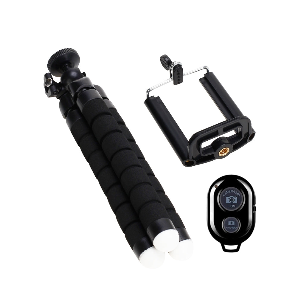 Flexible Mini Tripod for Phone & Camera with Smartphone Holder, Ball Head & Bluetooth Remote