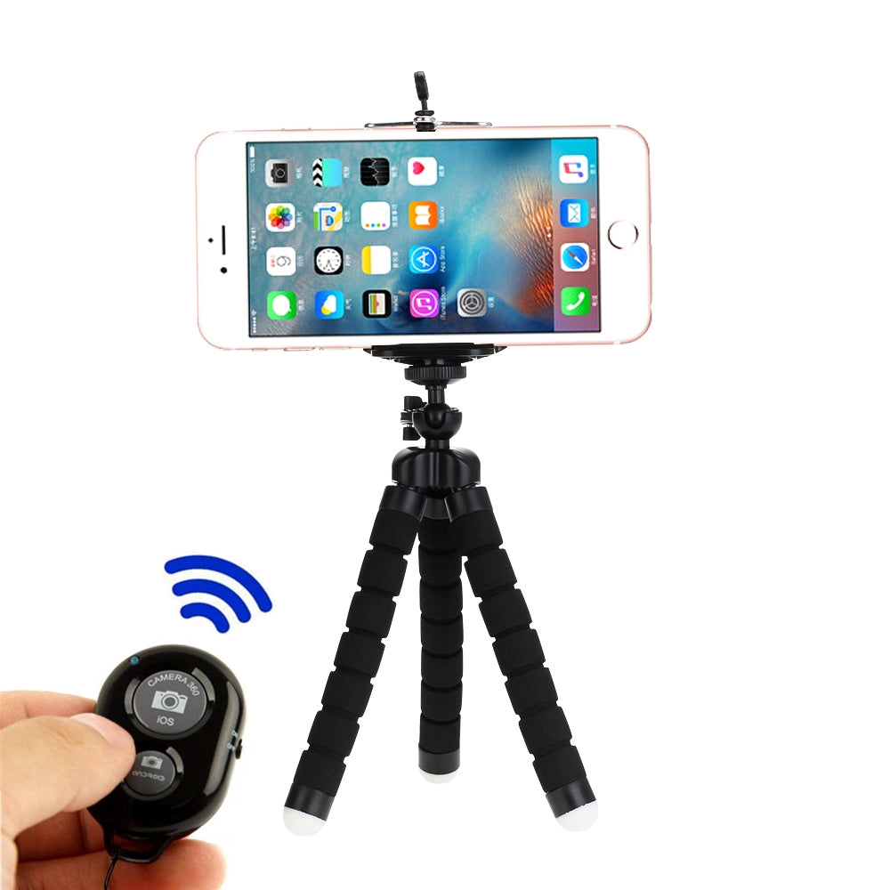 Flexible Mini Tripod for Phone & Camera with Smartphone Holder, Ball Head & Bluetooth Remote