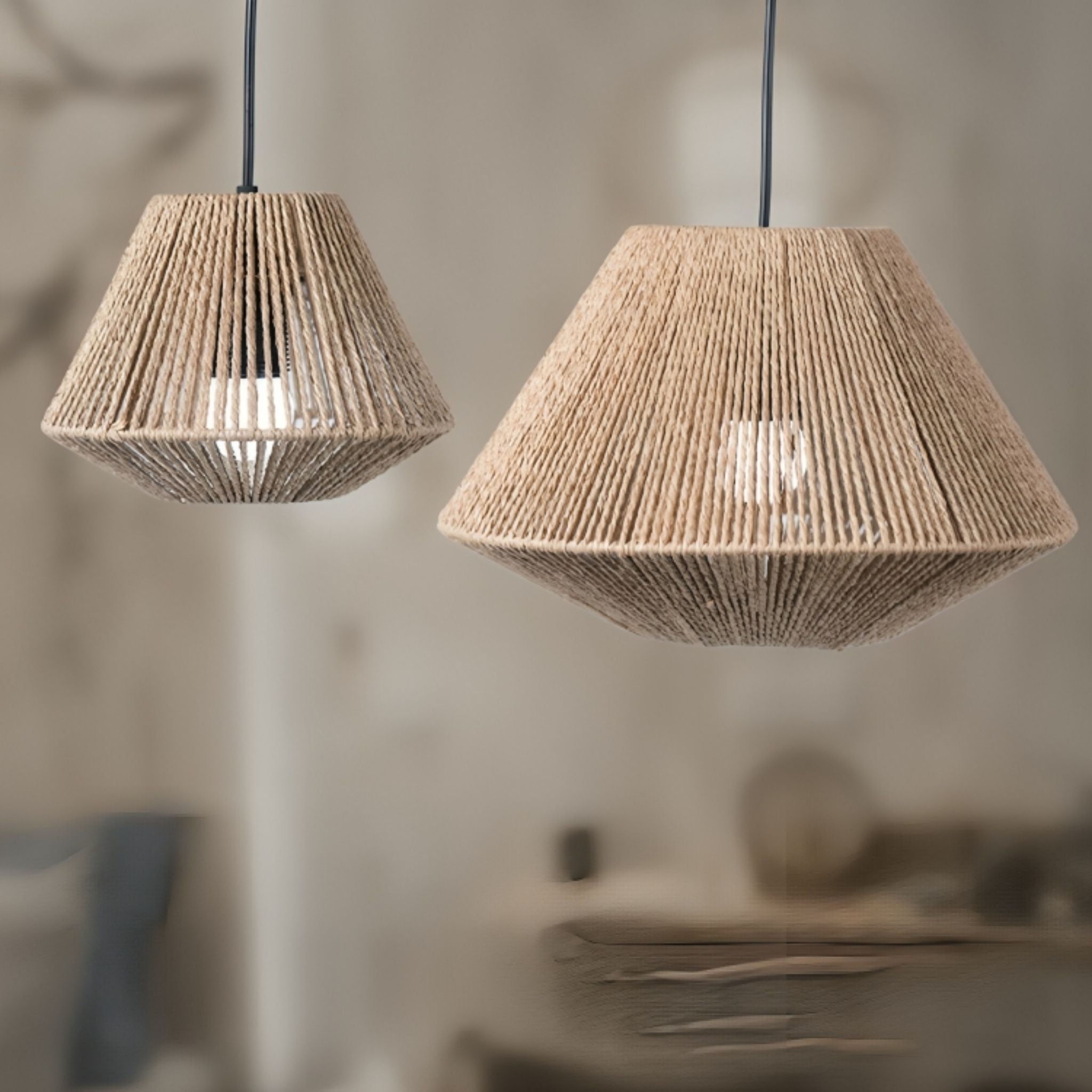 Handwoven Rattan Pendant Lamp Shade Decorative Wicker Light Cover - Web Luxes