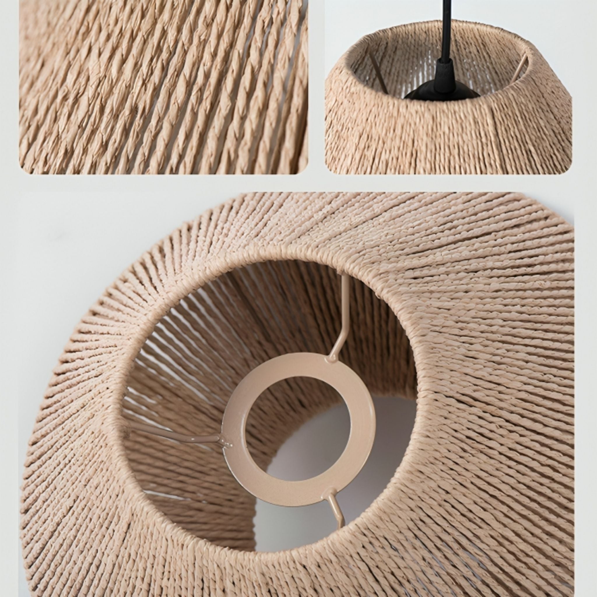 Handwoven Rattan Pendant Lamp Shade Decorative Wicker Light Cover - Web Luxes