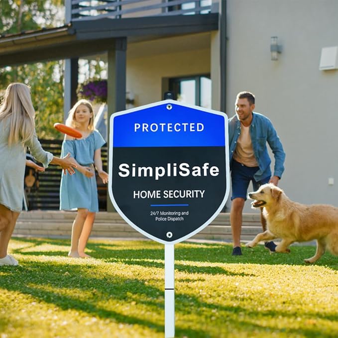 Heavy Duty Aluminum Home Security Yard Sign with Metal Stake & 8 Window Decals, Weatherproof Outdoor - WebLuxes Store