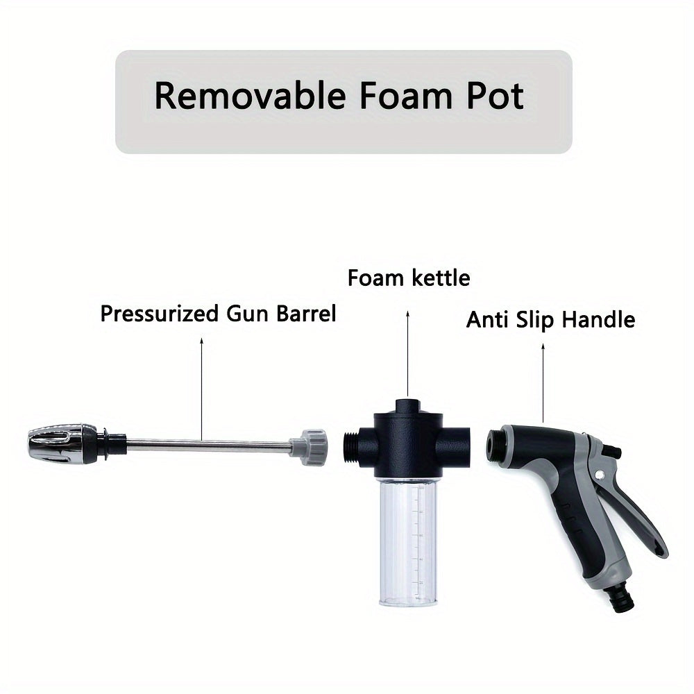 High-Pressure Car Wash Water Gun with Foam Sprayer – Adjustable Garden Hose Nozzle for Car Washing, RV Cleaning, Patio, Driveway & Garden Watering