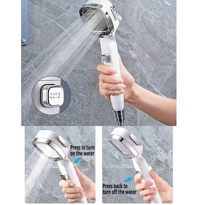 High Pressure 3 Mode Water Saving Shower Head Adjustable