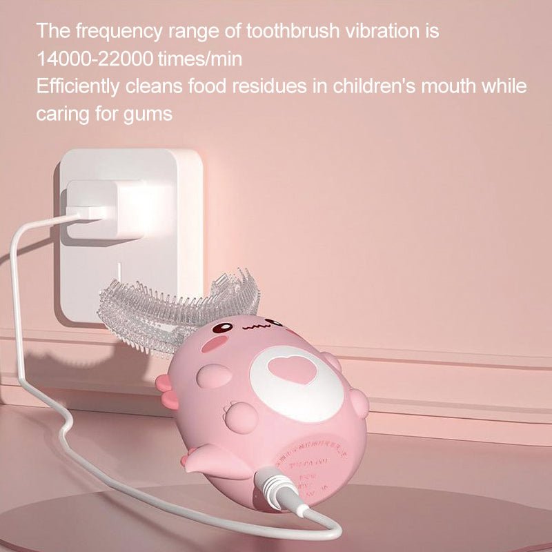 Kids U-Shaped Electric Sonic Toothbrush, 360° Automatic Rechargeable Silicone Toothbrush for Children with Soft Bristles - WebLuxes Store