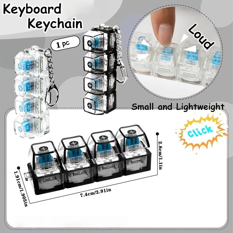 LED Light Up Clickable Keyboard Keychain, Mechanical Key Switch Stress Relief Fidget Toy with Click Button for Office & Everyday Carry - WebLuxes Store