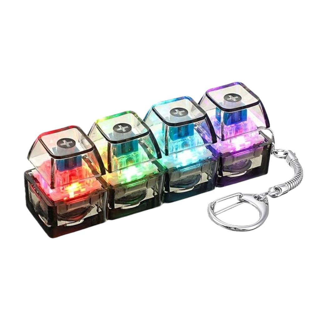 LED Light Up Clickable Keyboard Keychain, Mechanical Key Switch Stress Relief Fidget Toy with Click Button for Office & Everyday Carry - WebLuxes Store