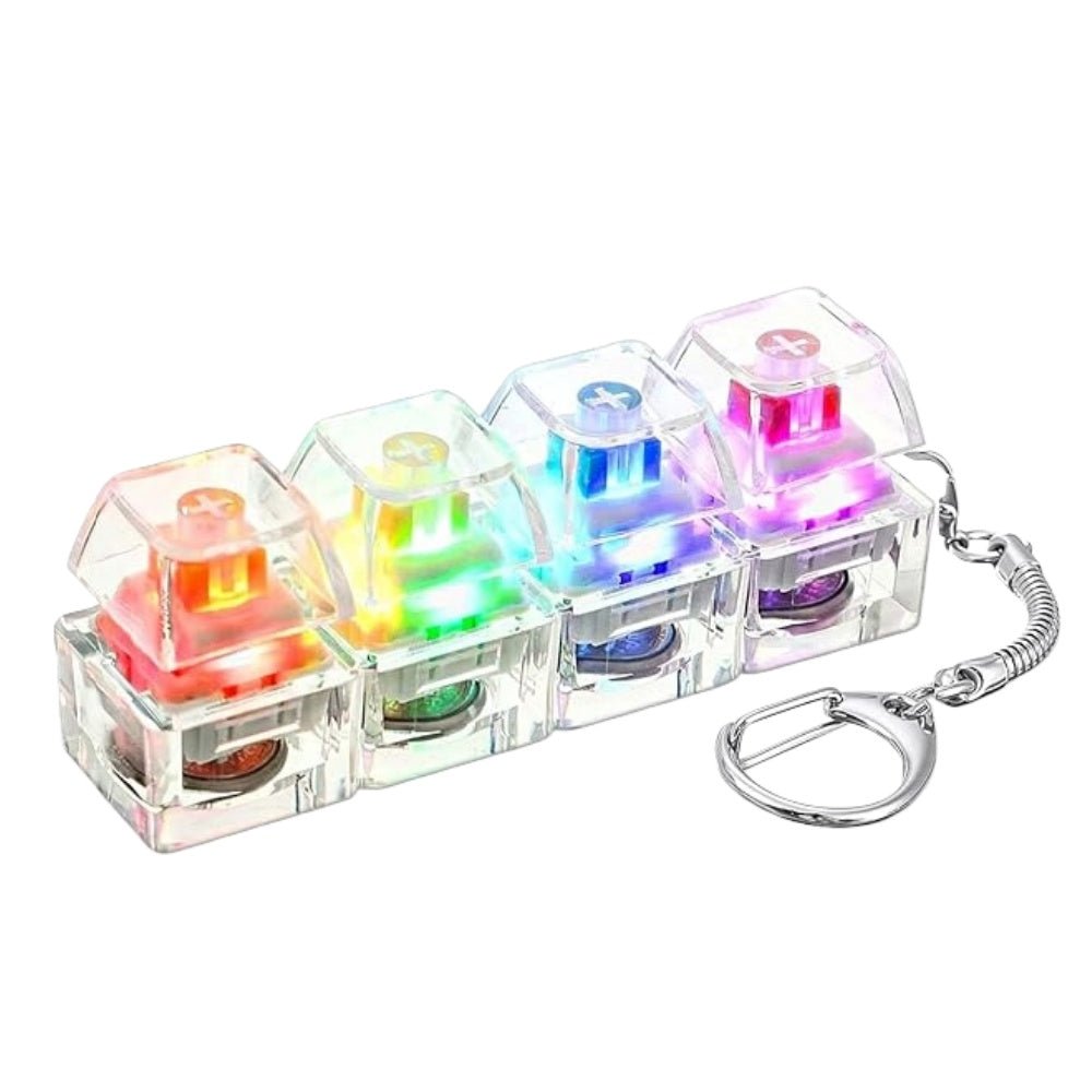 LED Light Up Clickable Keyboard Keychain, Mechanical Key Switch Stress Relief Fidget Toy with Click Button for Office & Everyday Carry - WebLuxes Store