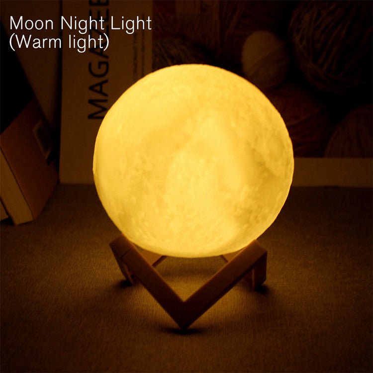 LED Moon Lamp Night Light with Stand, Battery Powered Starry Moon Light for Bedroom, Nursery, Home Decor & Kids Gift - WebLuxes Store
