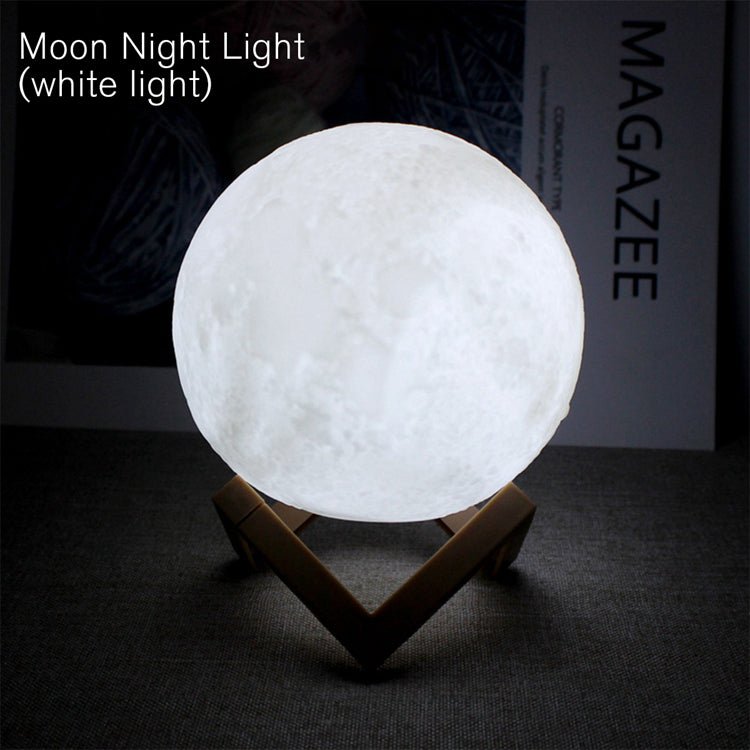 LED Moon Lamp Night Light with Stand, Battery Powered Starry Moon Light for Bedroom, Nursery, Home Decor & Kids Gift - WebLuxes Store