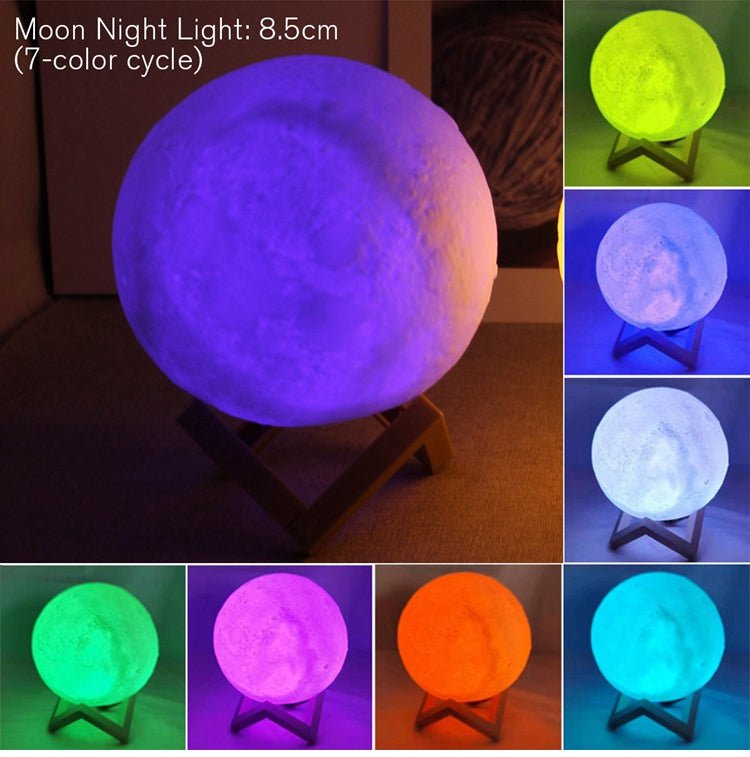 LED Moon Lamp Night Light with Stand, Battery Powered Starry Moon Light for Bedroom, Nursery, Home Decor & Kids Gift - WebLuxes Store