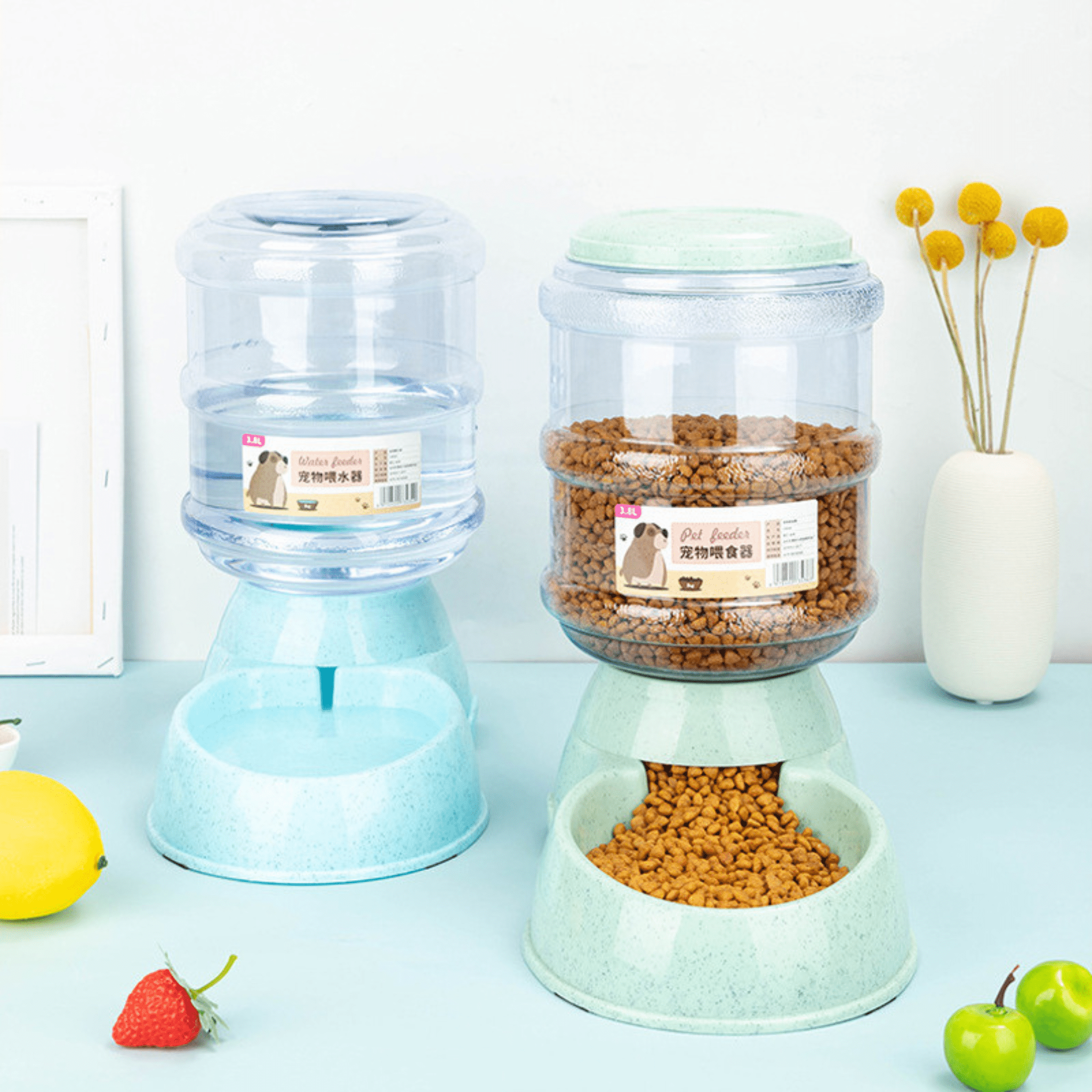 Large Capacity Pet Feeder Bowl with Automatic Water Dispenser for Cats & Small Dogs - Web Luxes