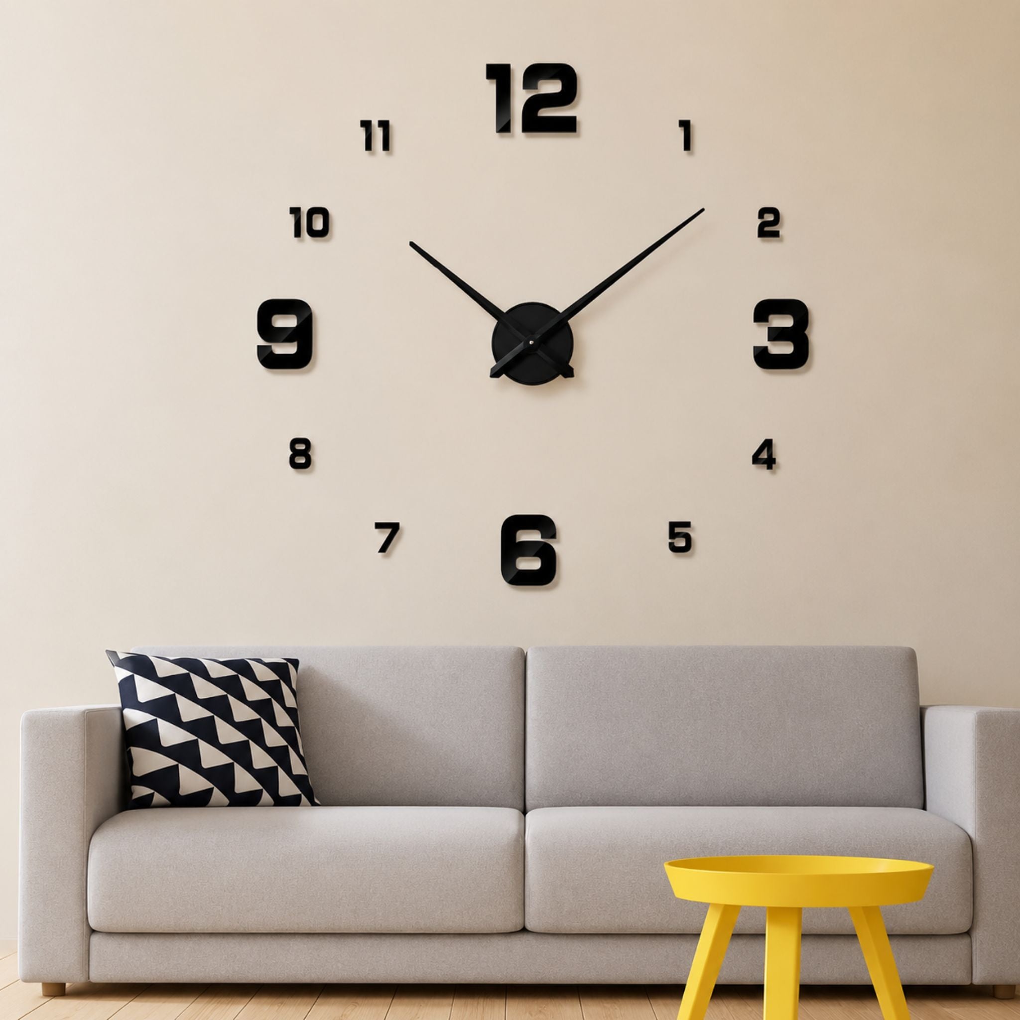 Large DIY 3D Digital Wall Clock Acrylic Mirror Sticker for Living Room & Bedroom Decor - Web Luxes