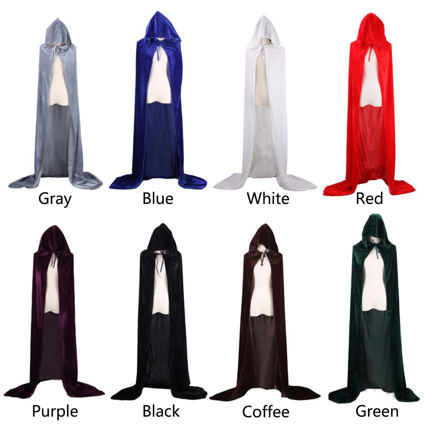 Long Hooded Halloween Velvet Cloak