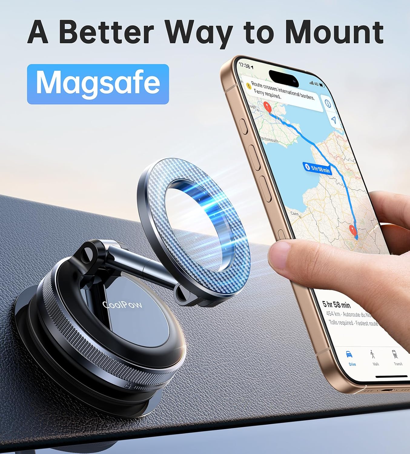 Vacuum Magnetic Car Phone Mount with Adjustable Suction Cup, 360° Rotating Dashboard & Windshield Phone Holder for MagSafe-Compatible Phones - WebLuxes Store