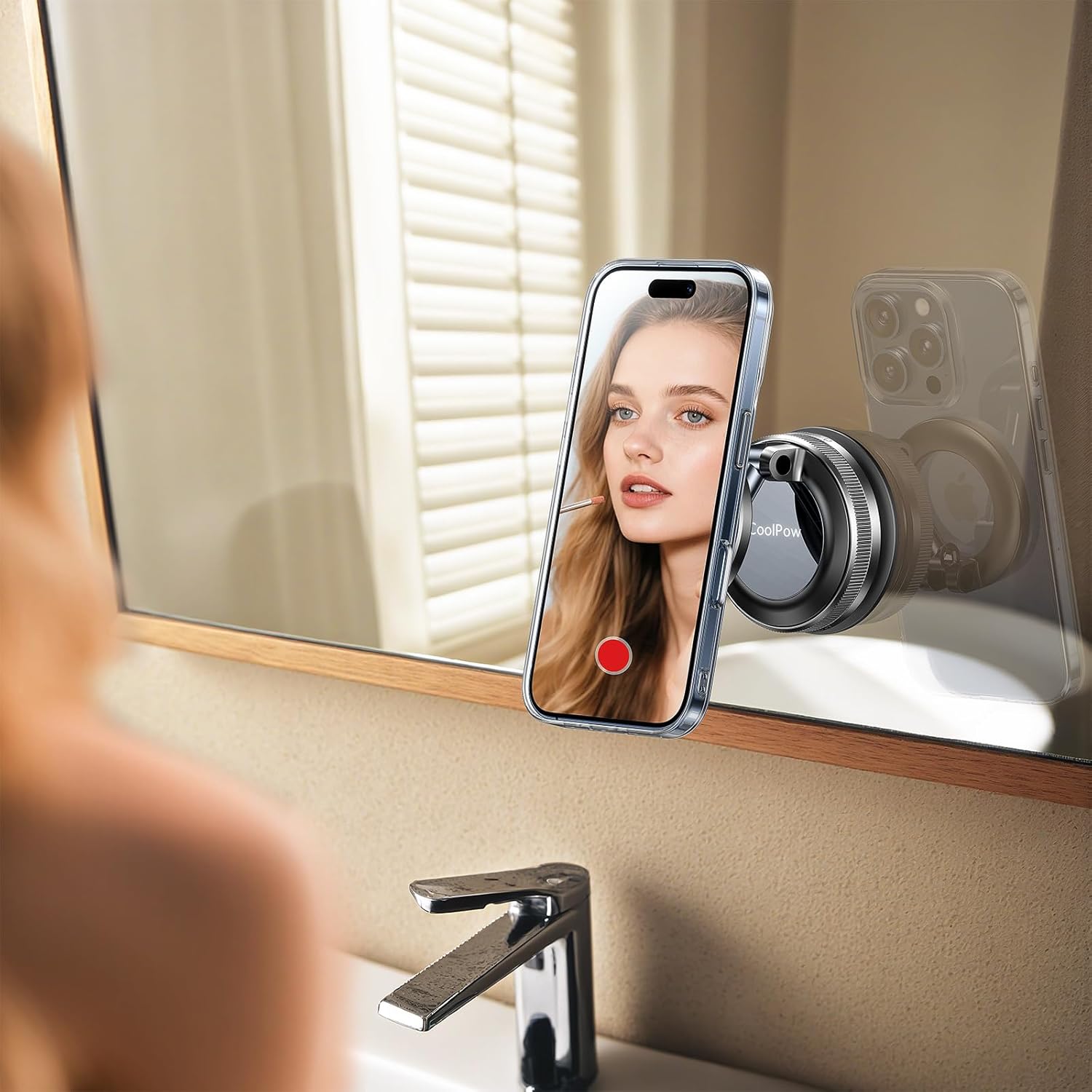 Vacuum Magnetic Car Phone Mount with Adjustable Suction Cup, 360° Rotating Dashboard & Windshield Phone Holder for MagSafe-Compatible Phones - WebLuxes Store