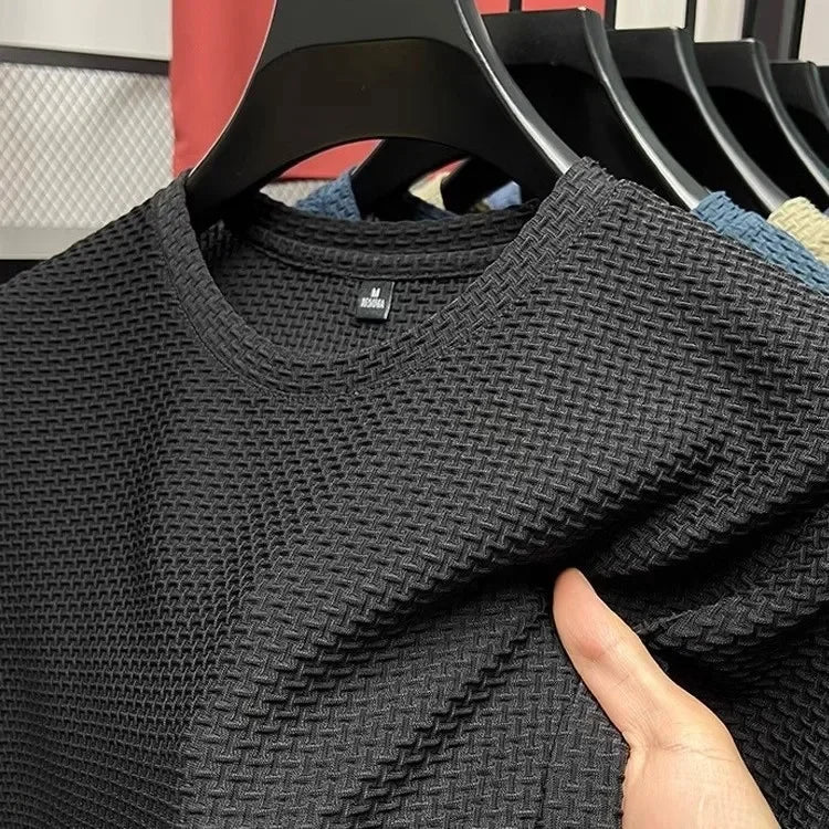 Men's Bamboo Ice Silk Mesh T-Shirt – Breathable Short Sleeve Slim Fit Summer Casual Crew Neck Tee