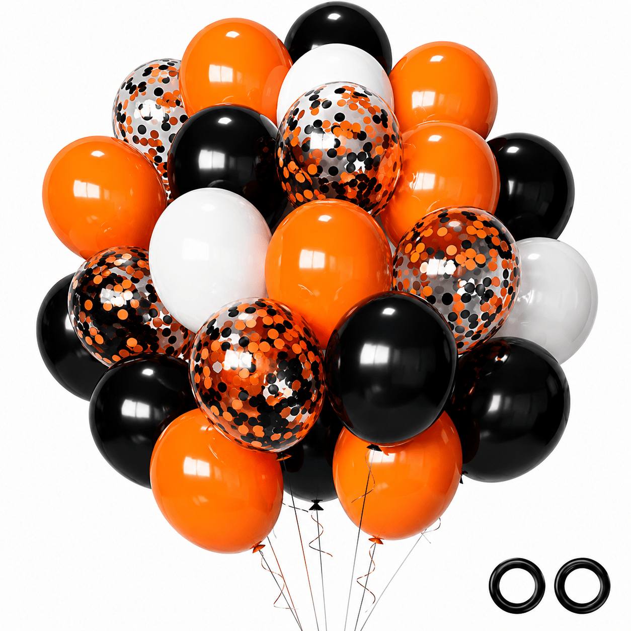 50 Piece Halloween Balloon Decoration Kit, 12 Inch Black, Orange, White & Confetti Latex Balloons for Halloween Party Decorations - WebLuxes Store