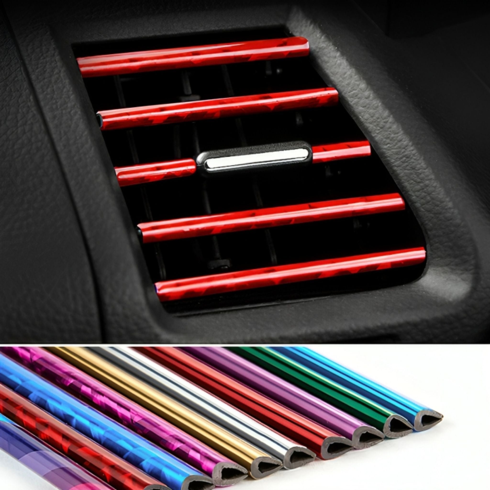 Pack of 10 Car Air Vent Outlet Strips, Car Styling Ventilation Grille Outlet Trim Strips, Interior Trim Decoration 2