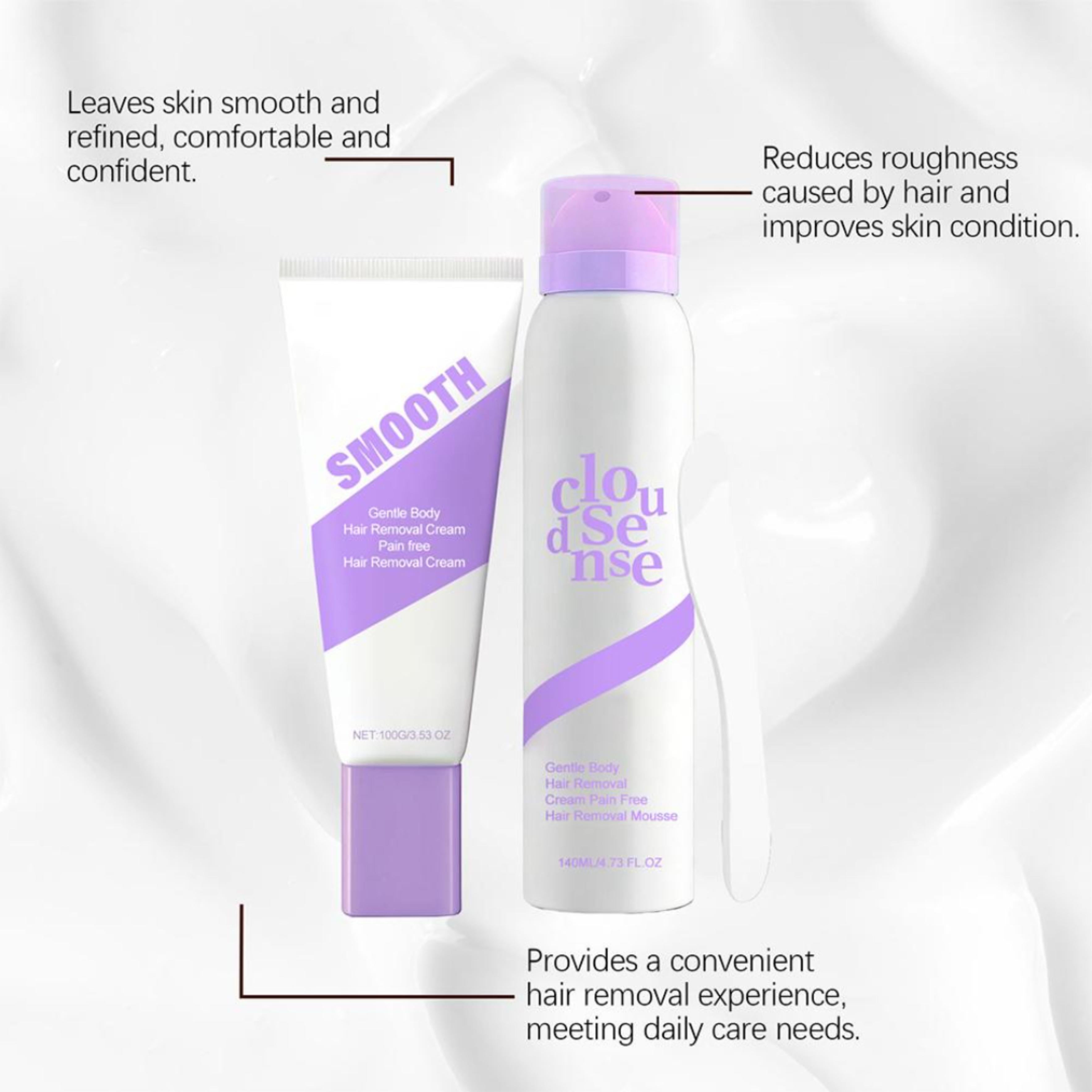 Painless Hair Removal Kit Cream and Mousse for Body