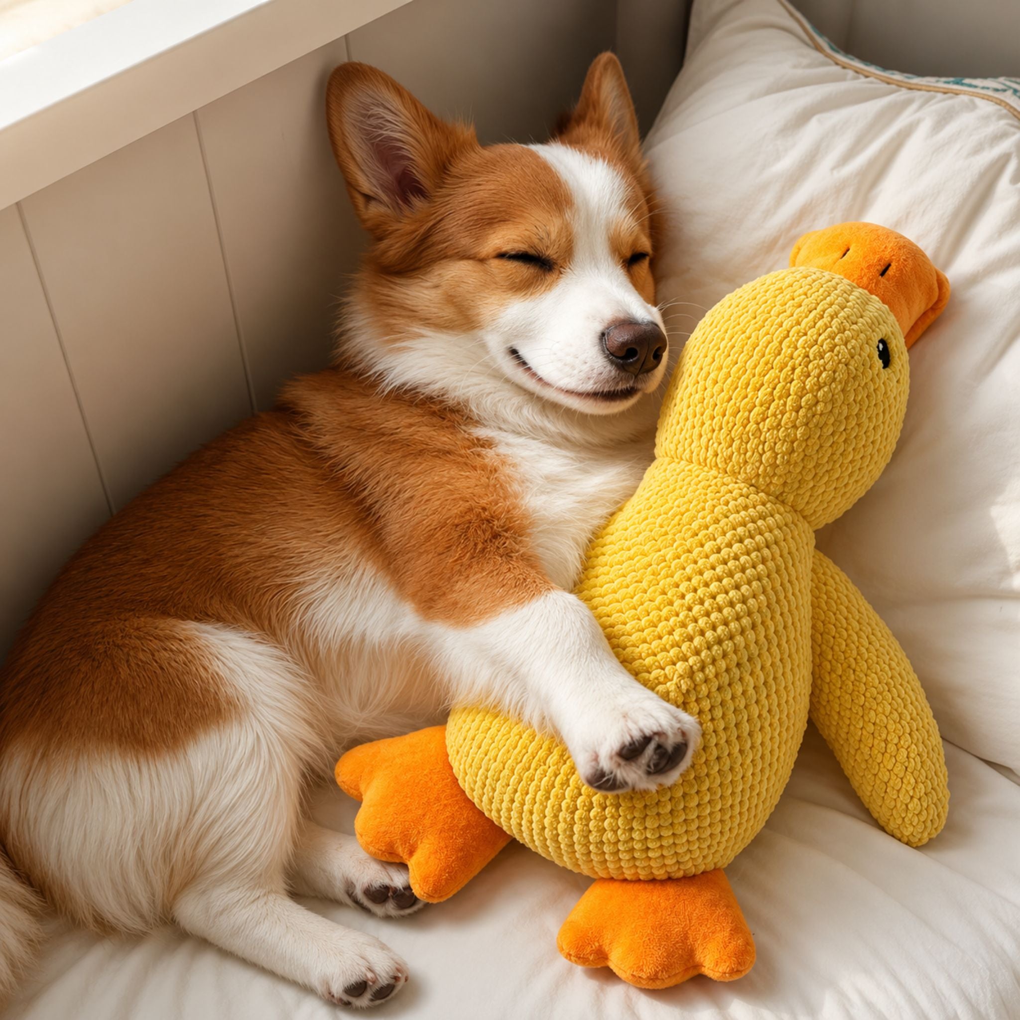 Plush Duck Dog Toy with Squeaker Bite Resistant Chew & Teeth Grinding Toy - Web Luxes