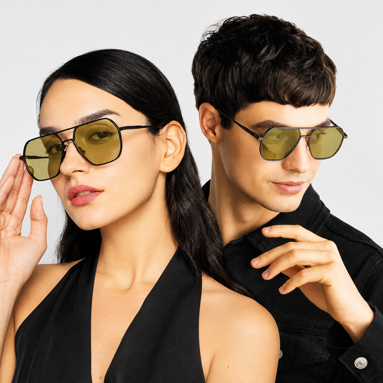 Polarized Day & Night Vision Driving Glasses for Men & Women UV400 Square Metal Frame Sunglasses