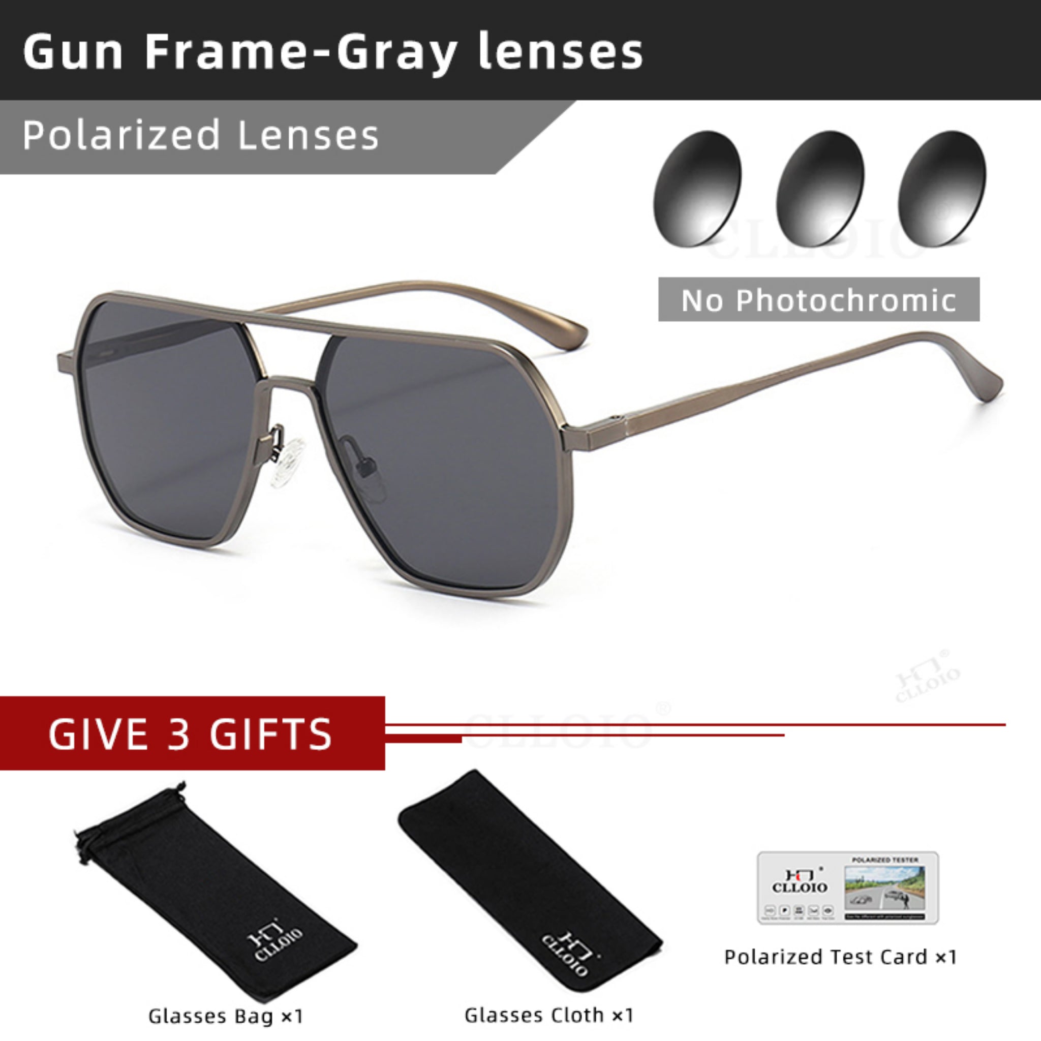 Polarized Day & Night Vision Driving Glasses for Men & Women UV400 Square Metal Frame Sunglasses - Web Luxes