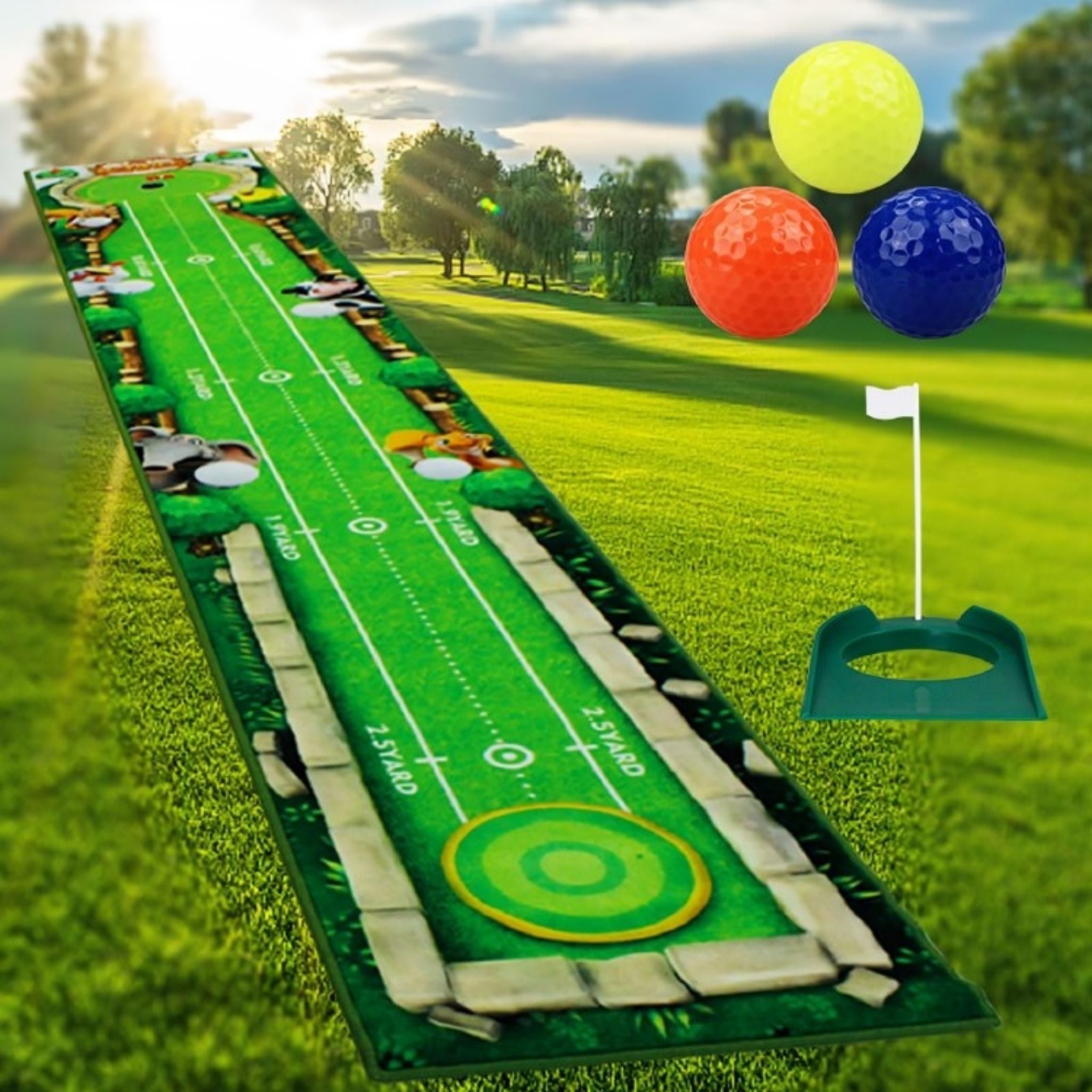 Portable Golf Putting Mat Training Aid for Indoor & Outdoor Putting Practice - Web Luxes