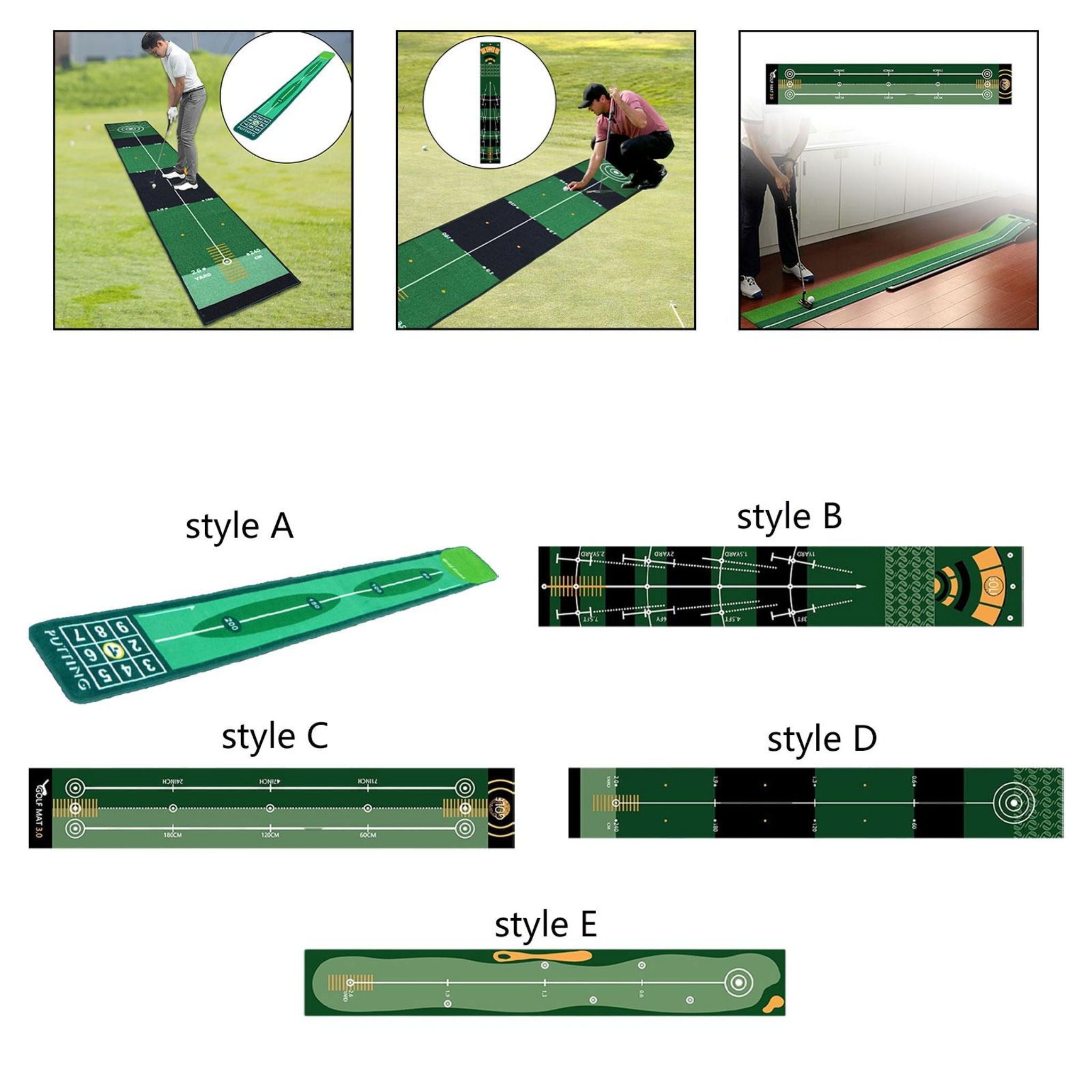Portable Golf Putting Mat Training Aid for Indoor & Outdoor Putting Practice - Web Luxes