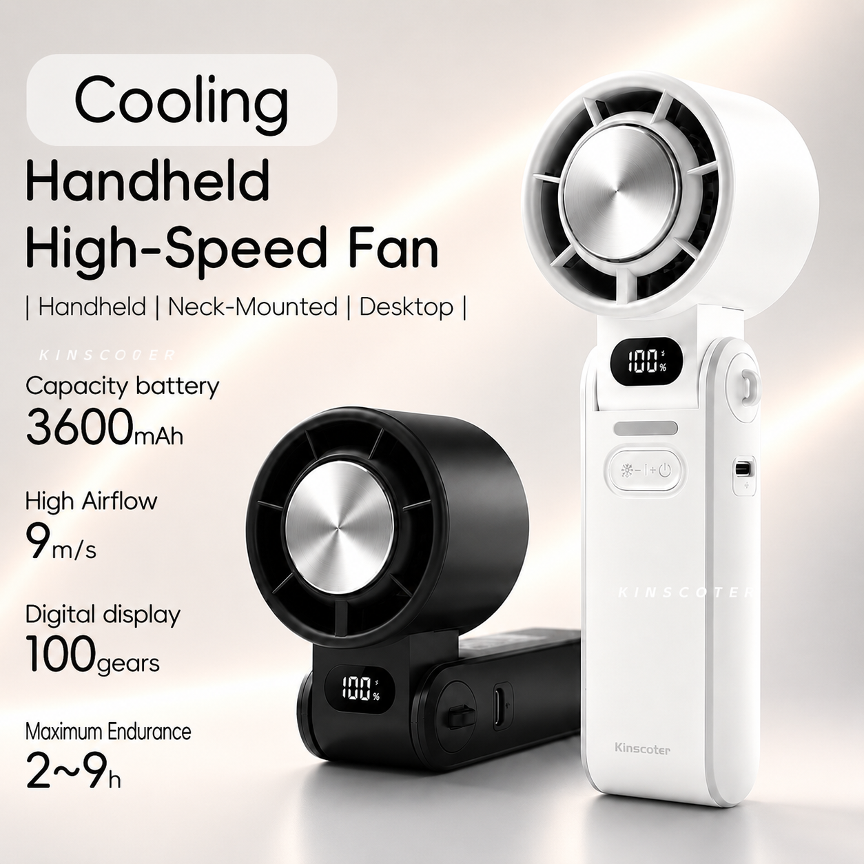 Portable Rechargeable Handheld Fan 3600mAh Turbo Cooling