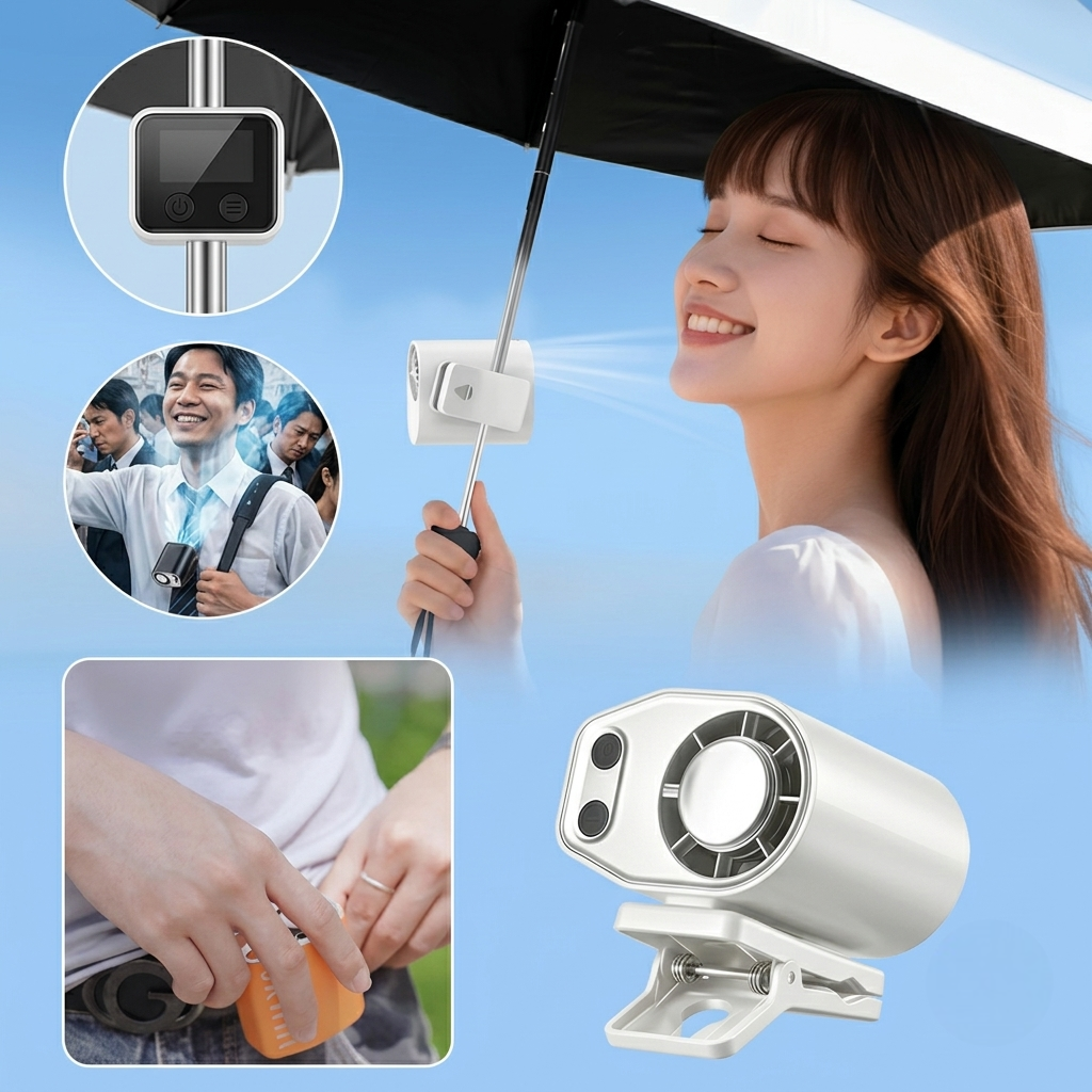 Portable Semiconductor Cooling Clip Fan USB 360° Rotation