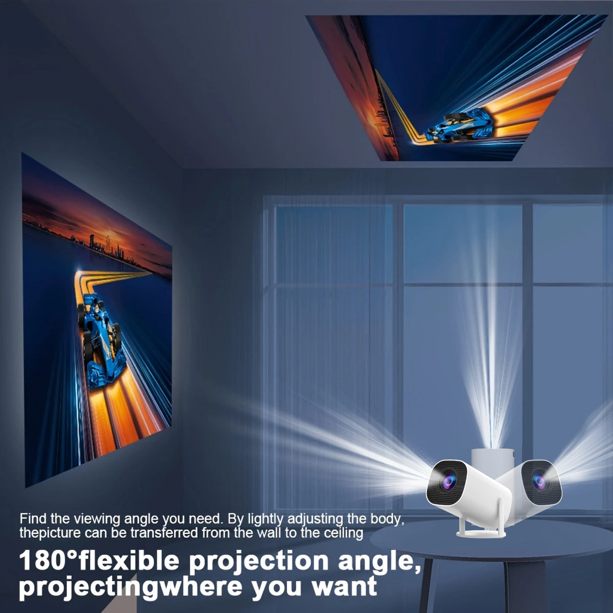 Portable Smart Projector WiFi 6 720P 4K Support 180°