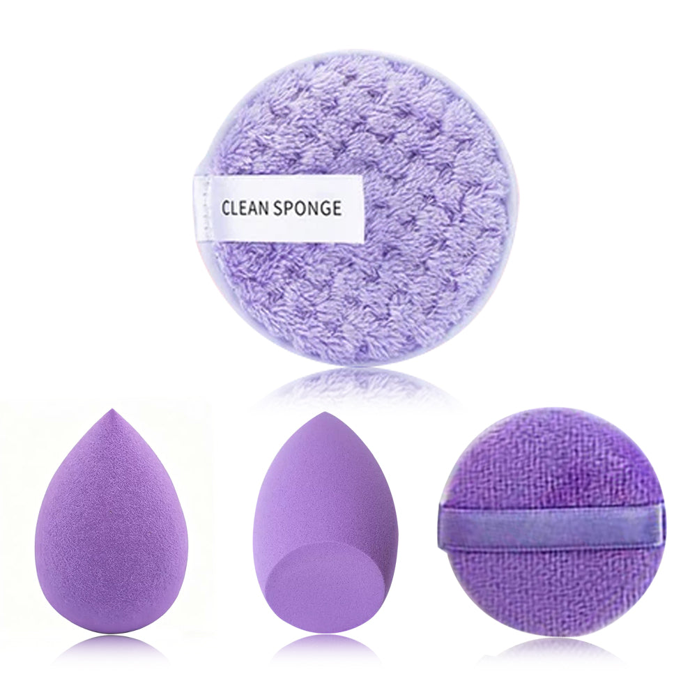 Professional Makeup Brush & Beauty Sponge Set with Powder Puffs and Spa Headband
