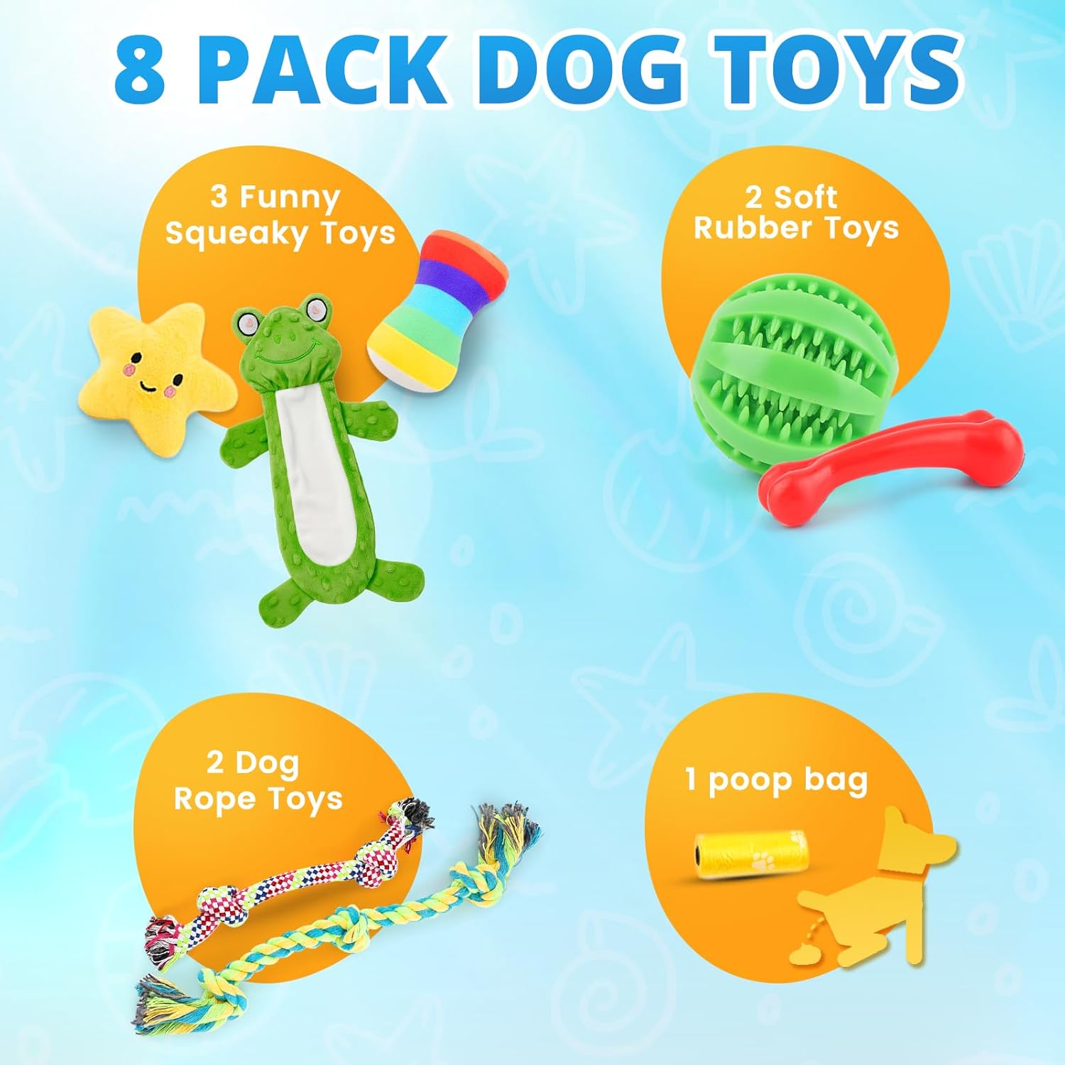 Puppy Toy Set for Small Dogs – Plush Squeaky, Rope, Chew Ball & Teething Toys