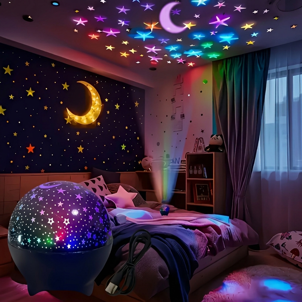RGB Galaxy Projector Night Light USB Starry Moon Lamp