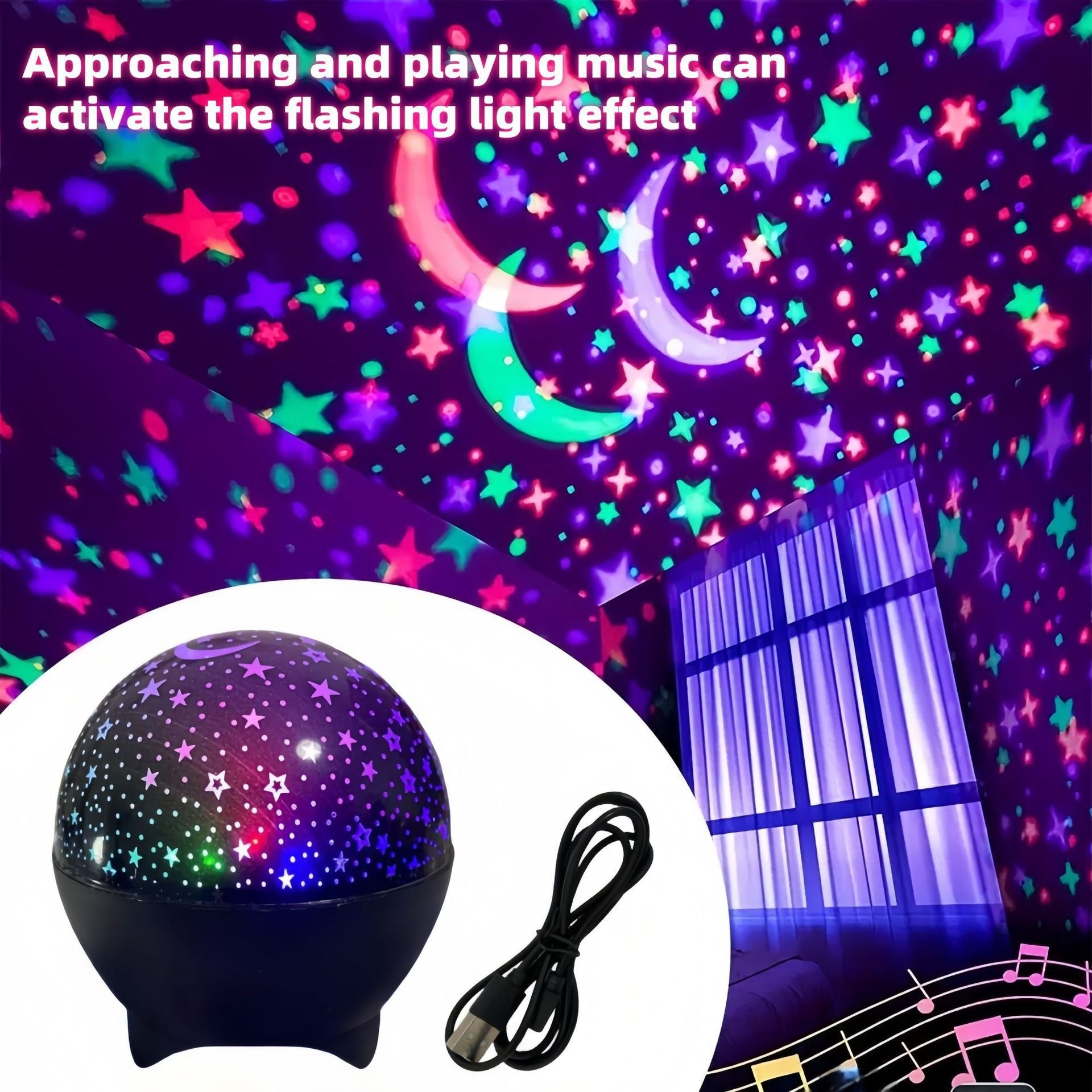 RGB Galaxy Projector Night Light USB Starry Moon Lamp