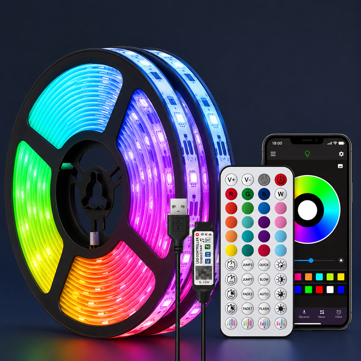 RGB LED Strip Lights with App Control 5M 10M 20M 30M Flexible LED Tape for Room & Bedroom - Web Luxes