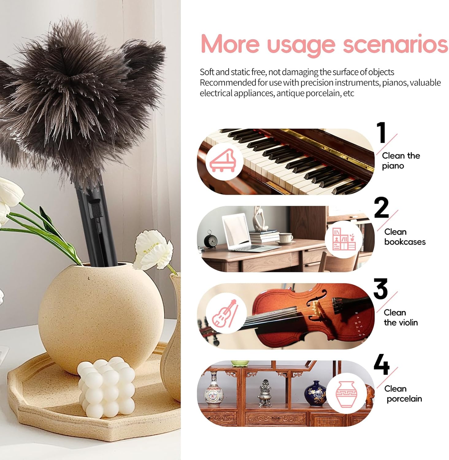 Retractable Genuine Ostrich Feather Duster | Anti-Static Reusable Cleaning Duster for Home, Office & Car - Web Luxes